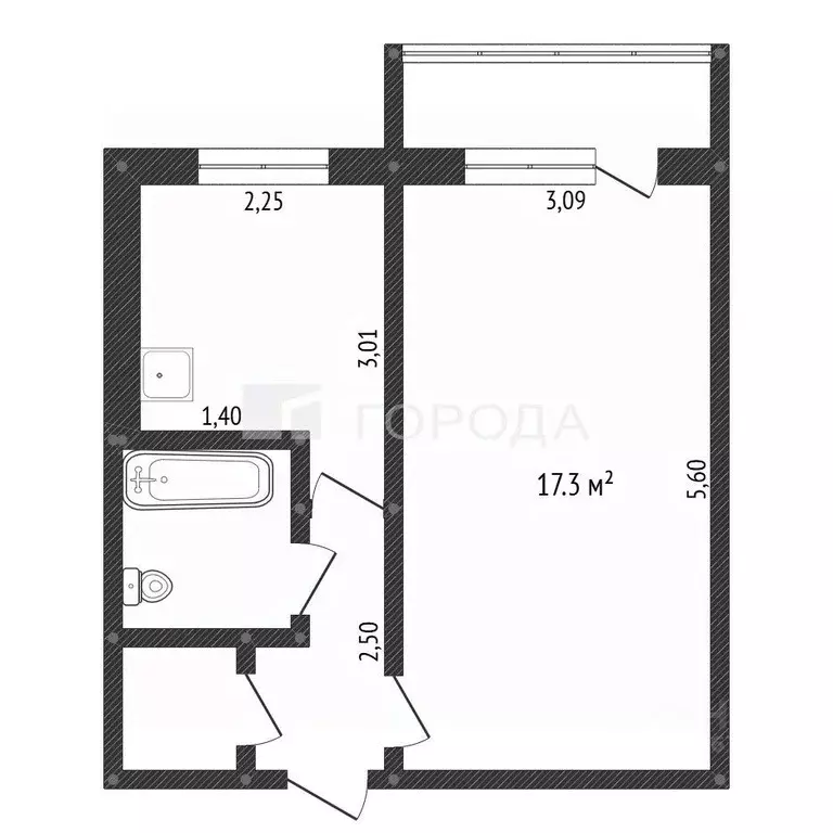 1-к кв. Кемеровская область, Новокузнецк ул. Клименко, 48 (31.0 м) - Фото 2
