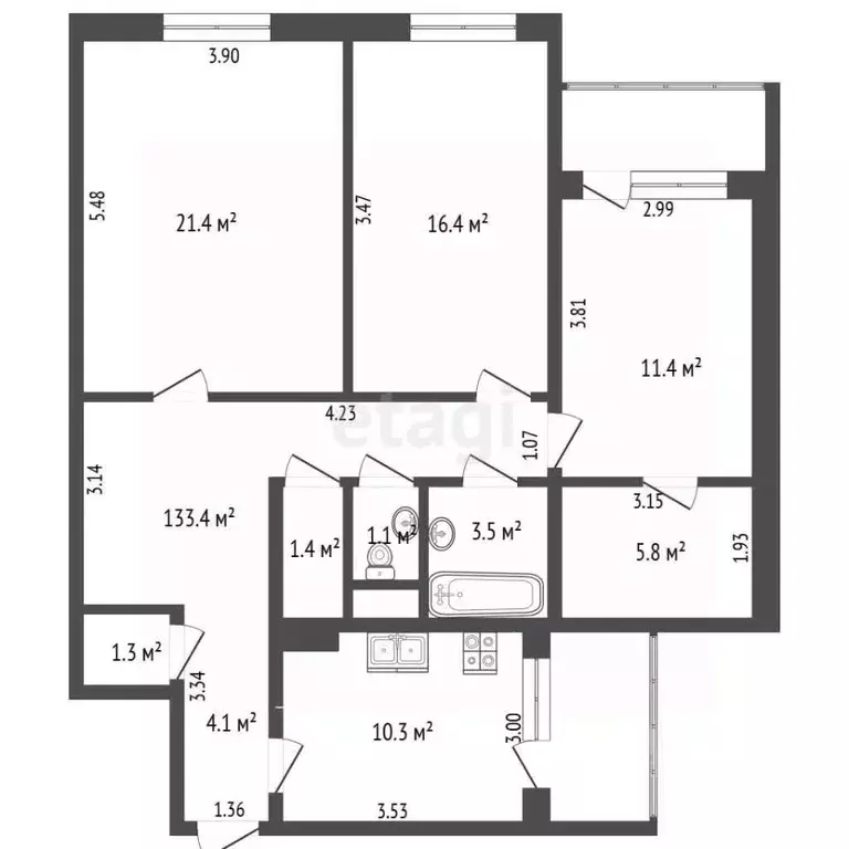 3-к кв. Ямало-Ненецкий АО, Новый Уренгой Оптимистов мкр, 3/2 (93.9 м) - Фото 2