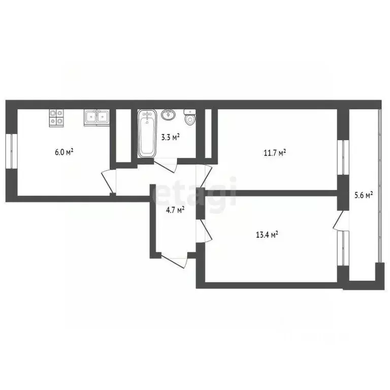 2-к кв. Ростовская область, Ростов-на-Дону Каширская ул., 4/1 (41.1 м) - Фото 1