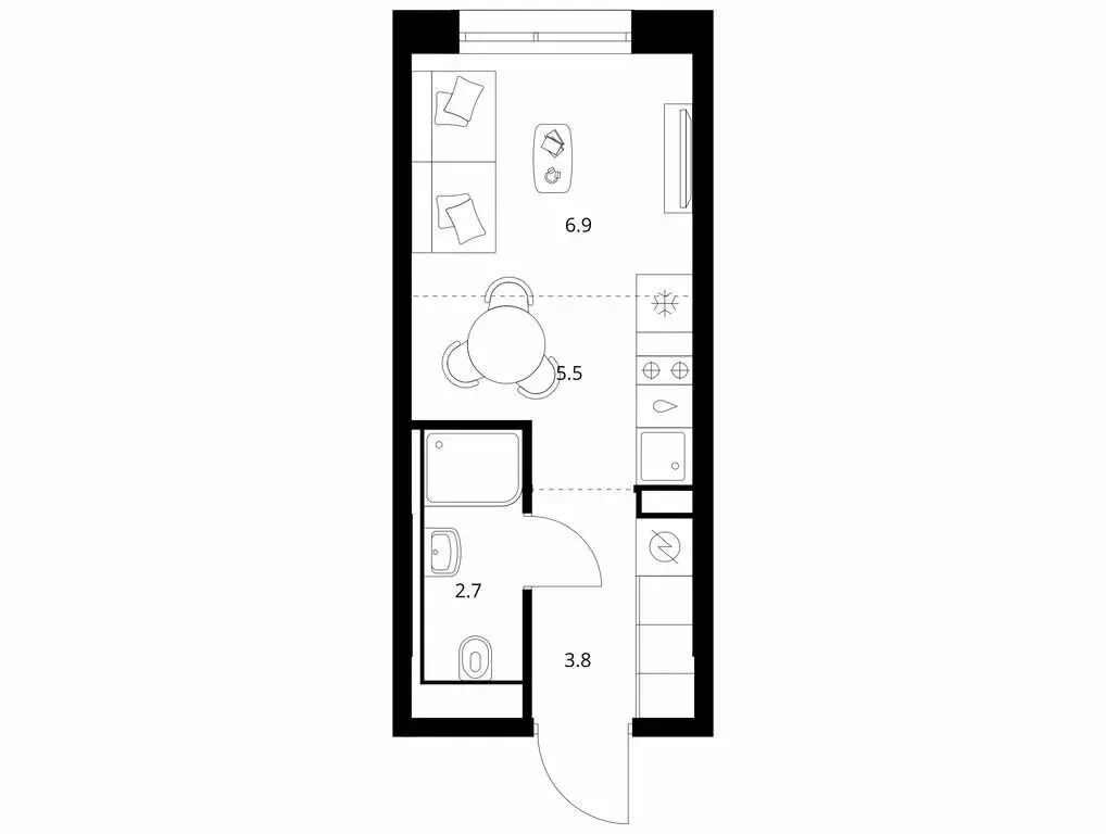 Квартира-студия: Владивосток, ЖК Снежный Парк, 4 (18.9 м) - Фото 1
