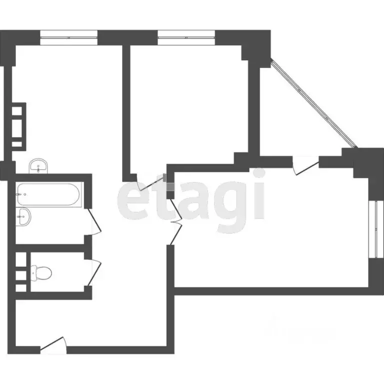2-к кв. Томская область, Томск ул. Архитекторов, 6 (52.3 м) - Фото 2