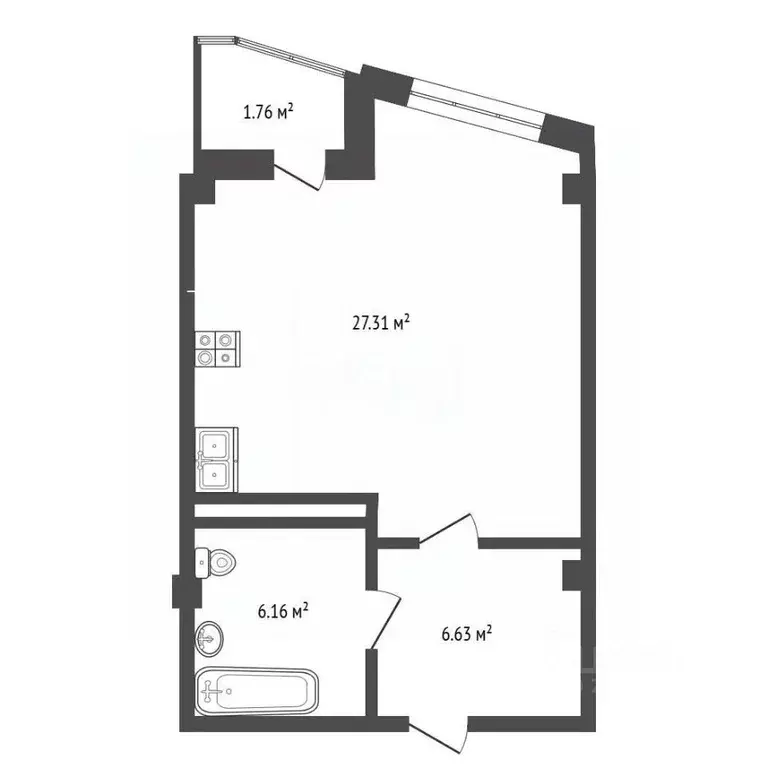 Студия Севастополь ул. Летчиков, 10 (43.4 м) - Фото 2