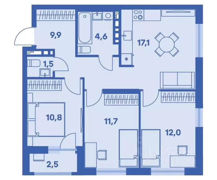 4-к кв. Пермский край, Пермь ул. Карпинского, 115 (68.9 м) - Фото 1