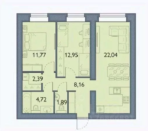 2-к кв. Брянская область, Брянский район, пос. Мичуринский, ... - Фото 1