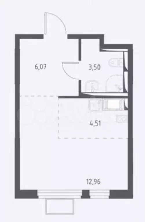 Квартира-студия, 26,7 м, 4/17 эт. - Фото 0