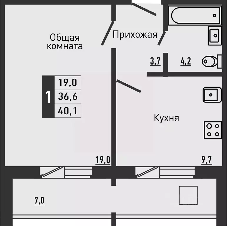 1-к кв. Орловская область, Орловский район, д. Жилина ул. Садовая, 2к1 ... - Фото 0