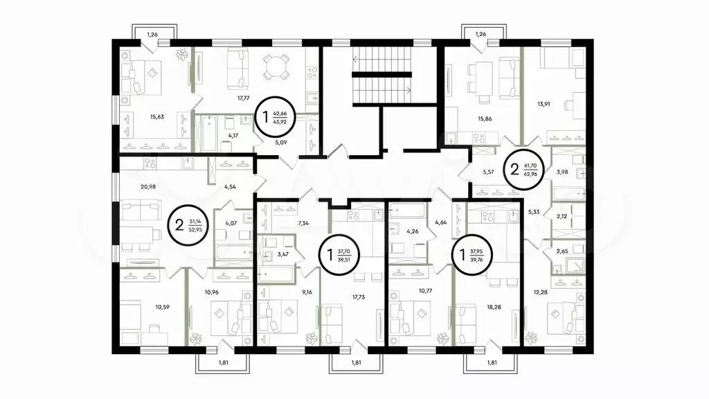1-к. квартира, 39,5 м, 2/4 эт. - Фото 1