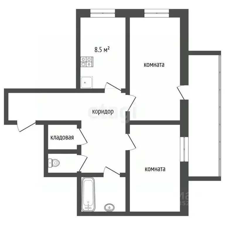 2-к кв. Калужская область, Жуковский муниципальный округ, с. Троицкое ... - Фото 2