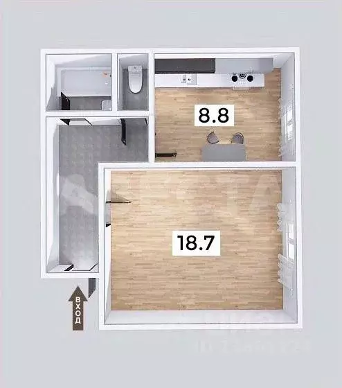 1-к кв. Омская область, Омск ул. Богдана Хмельницкого, 44 (38.0 м) - Фото 2