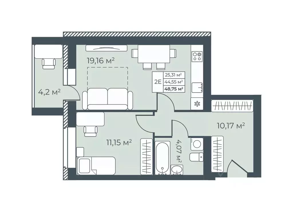 2-к кв. Тульская область, Узловая  (48.75 м) - Фото 1