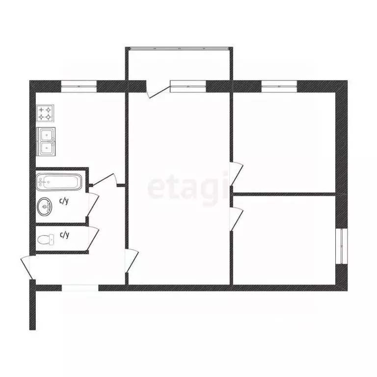 3-к кв. Костромская область, Кострома ул. Козуева, 79 (50.8 м) - Фото 2