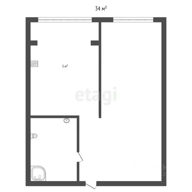 1-к кв. Ставропольский край, Кисловодск Окопная ул. (34.0 м) - Фото 2