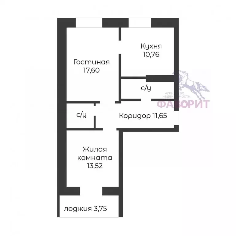 Квартира, 2 комнаты, 56.5 м - Фото 1