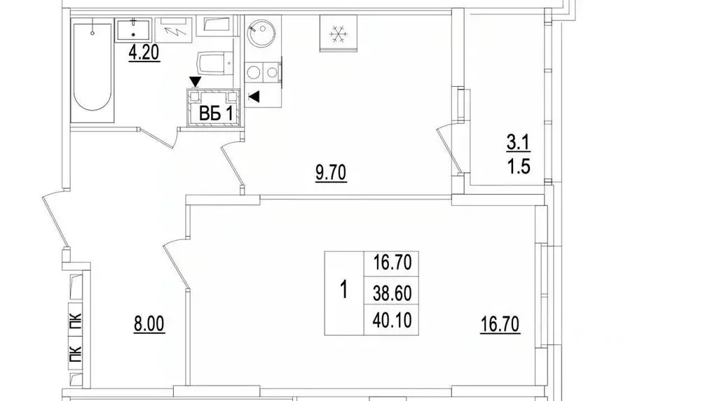 1-к кв. Москва ул. Вешних Вод, 70к3 (40.1 м) - Фото 2