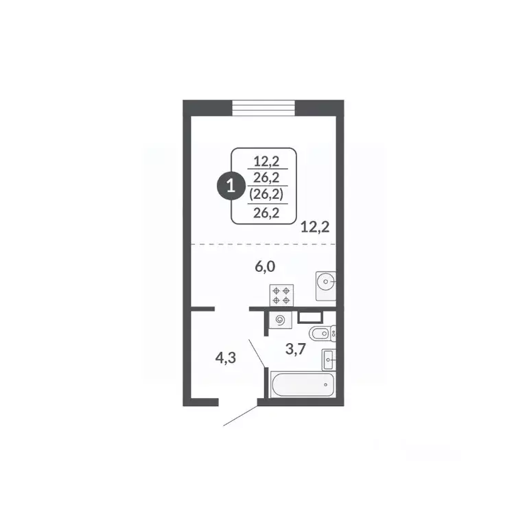 1-к кв. Кировская область, Киров ул. МОПРА, 1Б (26.2 м) - Фото 1