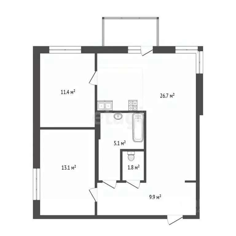 2-к кв. Тюменская область, Тюмень Профсоюзная ул., 63 (68.0 м) - Фото 2