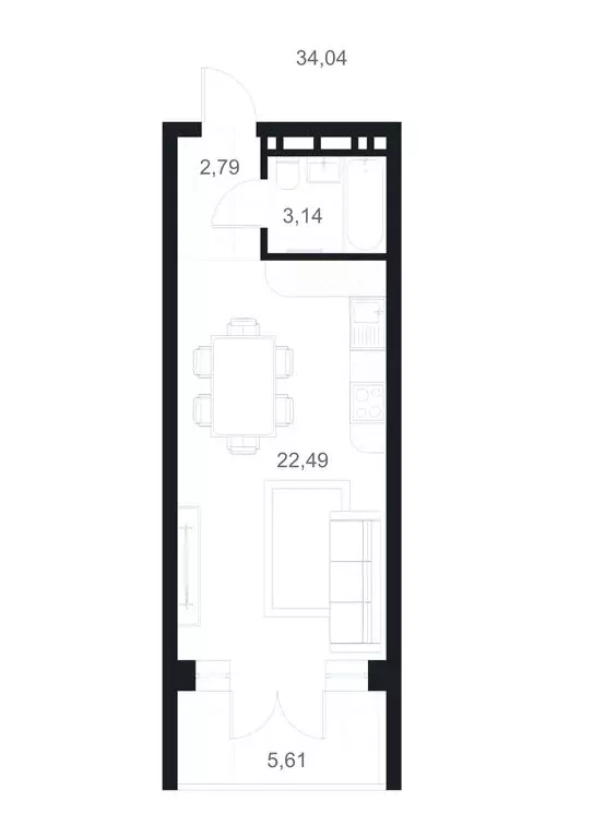 Квартира-студия: Каспийск, улица М. Халилова, 1А (34.04 м) - Фото 1