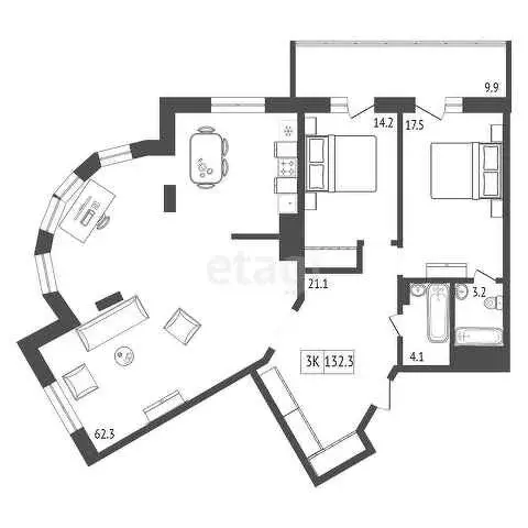 Продаётся 2-к квартира, 131.8 м - Фото 0