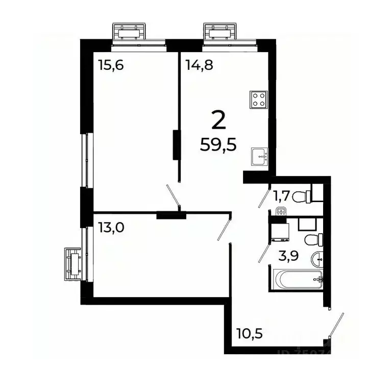 2-к кв. Нижегородская область, Нижний Новгород ул. Коперника, 15 (59.5 ... - Фото 1