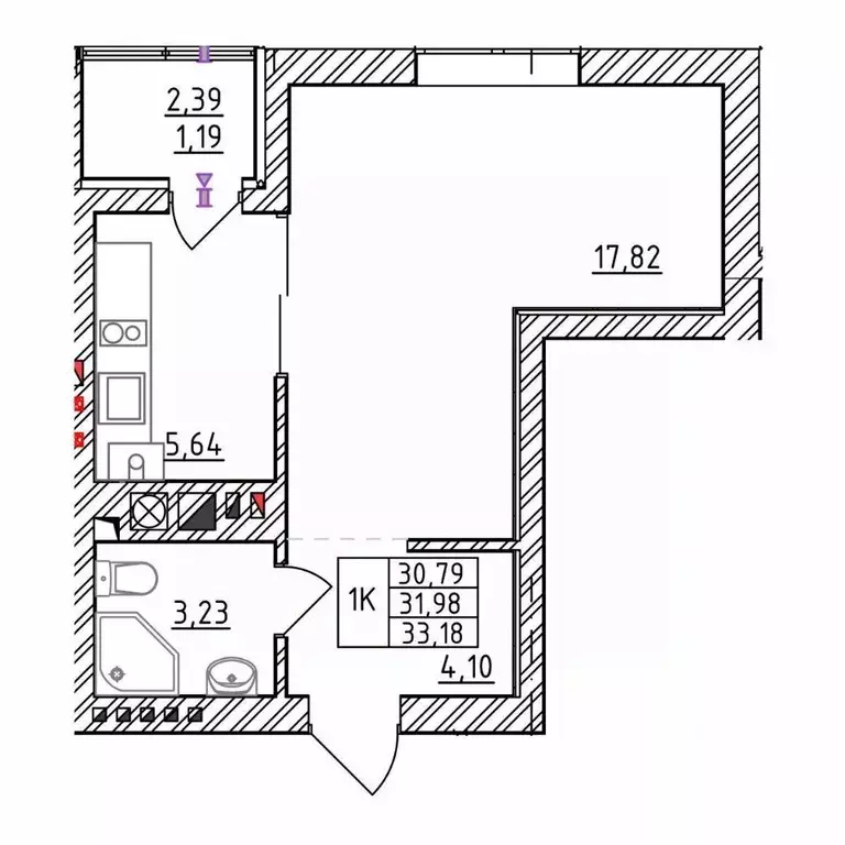 1-к кв. Калининградская область, Зеленоградск  (33.18 м) - Фото 1