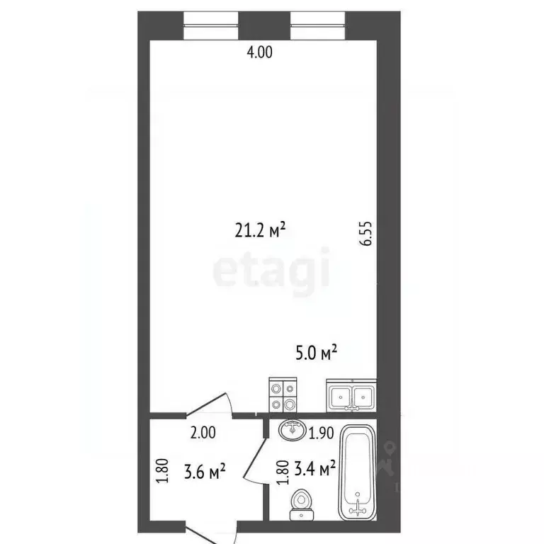 Студия Пермский край, Пермь ул. Журналиста Дементьева, 48 (33.0 м) - Фото 2