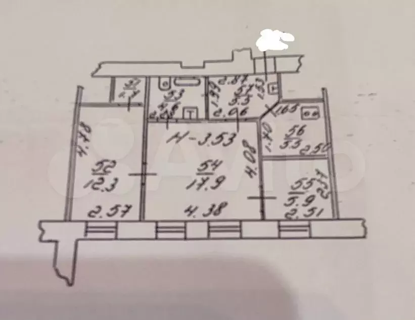 2-к. квартира, 55 м, 2/4 эт. - Фото 0