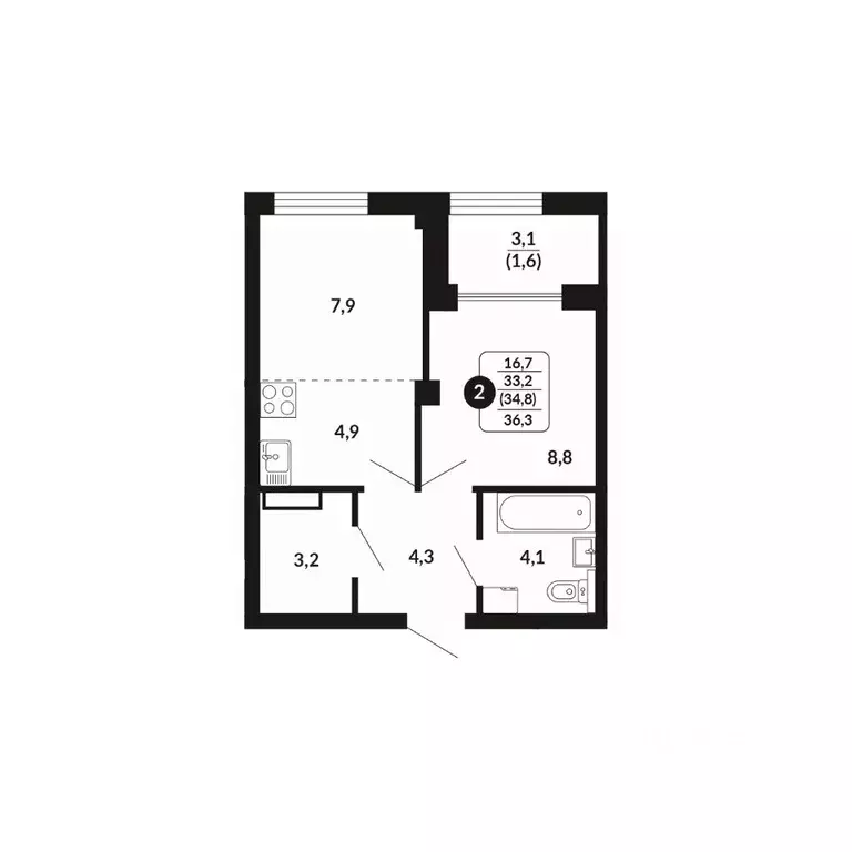 2-к кв. Кировская область, Киров Завода Маяк мкр,  (34.8 м) - Фото 0