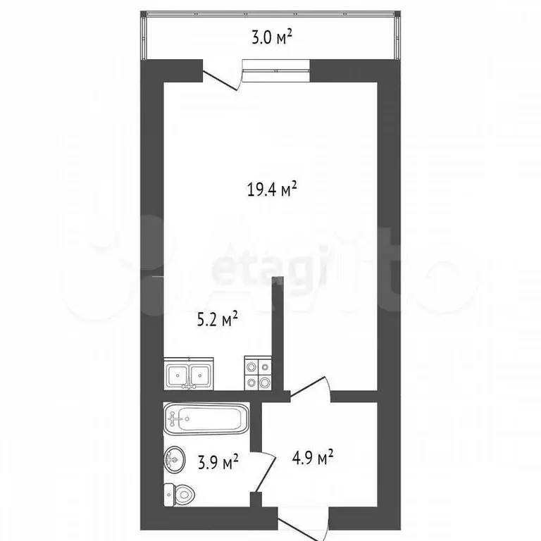 Квартира-студия, 29,4 м, 11/17 эт. - Фото 1