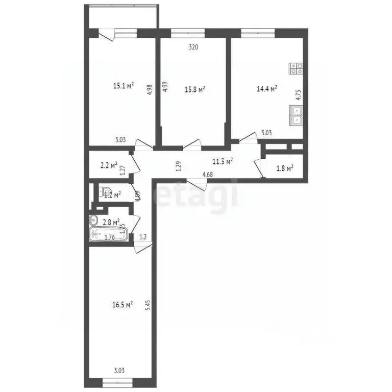 3-к кв. московская область, видное бул. зеленые аллеи, 14 (82.0 м) - Фото 1