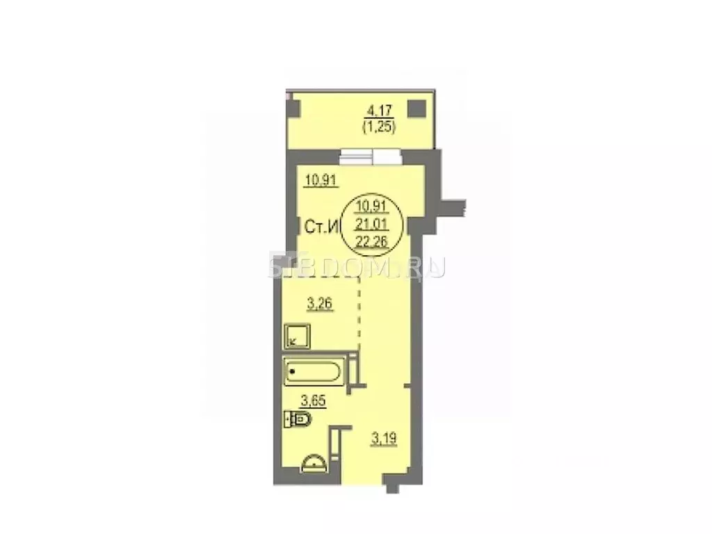 Студия Алтайский край, Барнаул Балтийская ул., 101 (24.5 м) - Фото 2