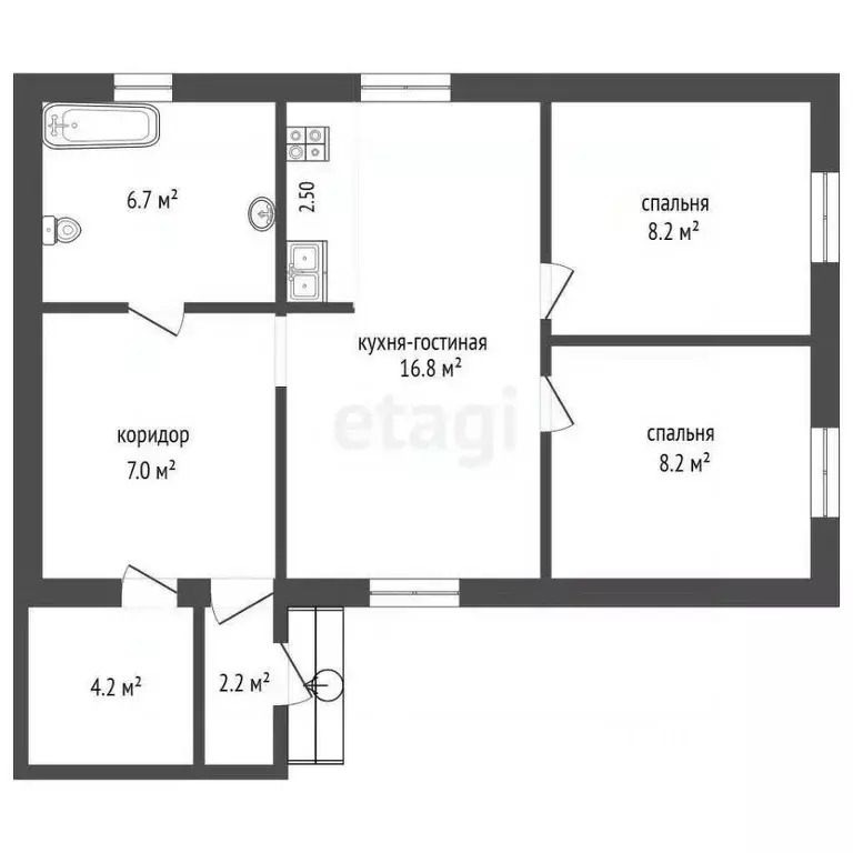 Дом в Тюменская область, Нижнетавдинский район, Строитель ТСН  (57 м) - Фото 1