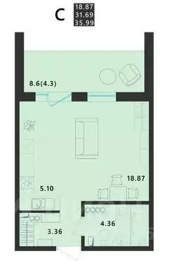 Студия Псковская область, Псковский район, Завеличенская волость, д. ... - Фото 1