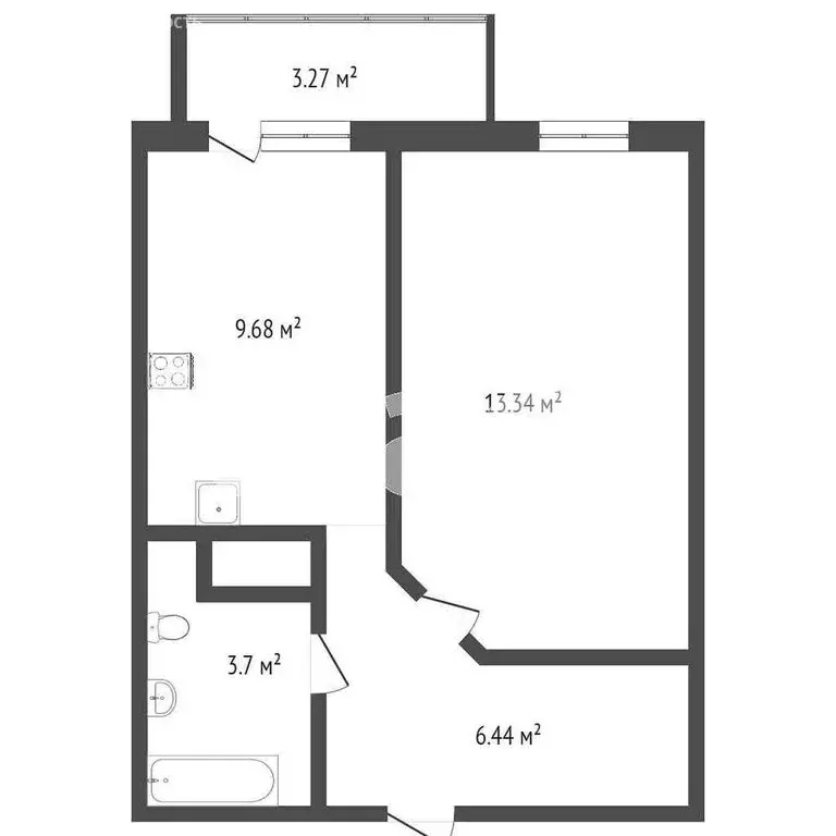1-комнатная квартира: Тобольск, 15-й микрорайон, 42 (33.5 м) - Фото 0