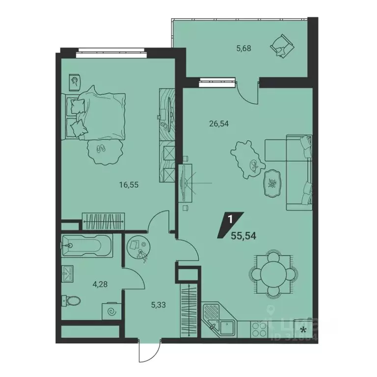 2-к кв. Свердловская область, Екатеринбург Юго-Западный жилрайон, Дом ... - Фото 2