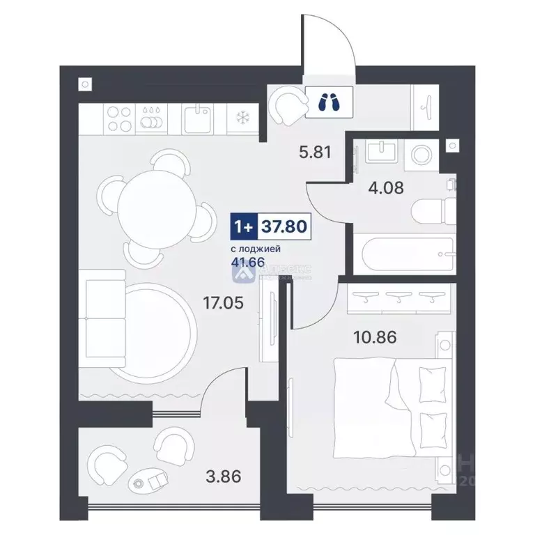 1-к кв. Тюменская область, Тюмень ДОК мкр, ул. Рылеева, 31 (37.8 м) - Фото 1