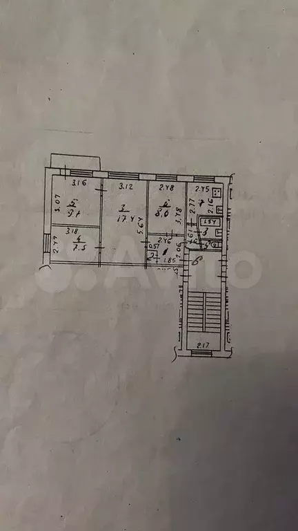 4-к. квартира, 62,9 м, 2/5 эт. - Фото 0