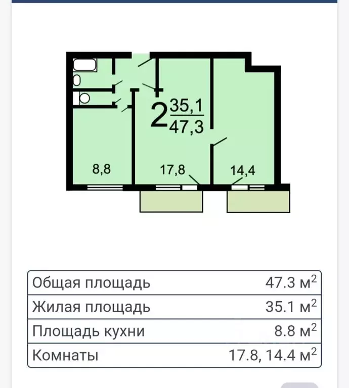 2-к кв. Москва Большая Академическая ул., 24К1 (47.3 м) - Фото 1