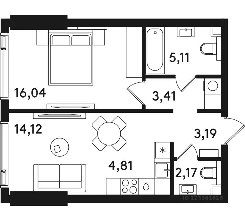 1-к кв. Москва ул. Сокольнический Вал, 2АС1 (48.85 м) - Фото 0