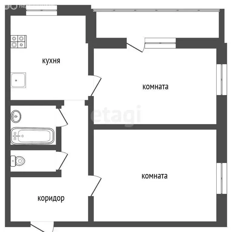 2-комнатная квартира: Ялуторовск, Полевая улица, 58 (58 м) - Фото 1