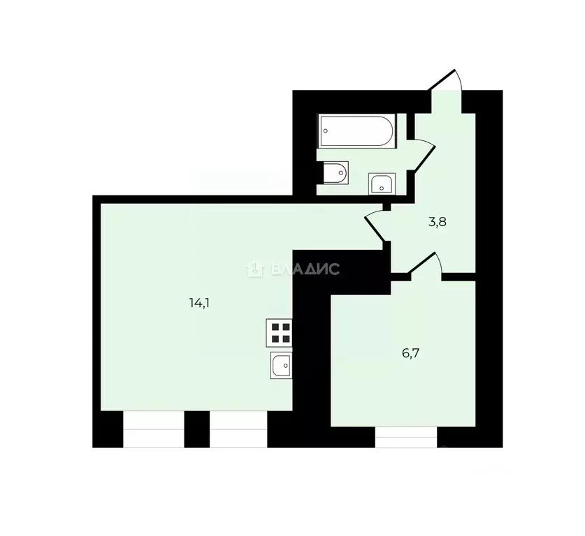 1-к кв. Владимирская область, Собинский муниципальный округ, пос. ... - Фото 2