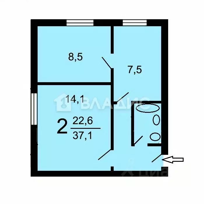 2-к кв. Москва Высокая ул., 17 (37.3 м) - Фото 2