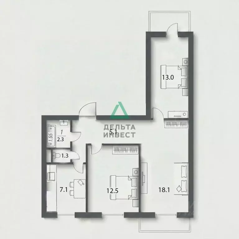 3-к кв. Башкортостан, Уфа ул. Менделеева, 9/4 (60.3 м) - Фото 2