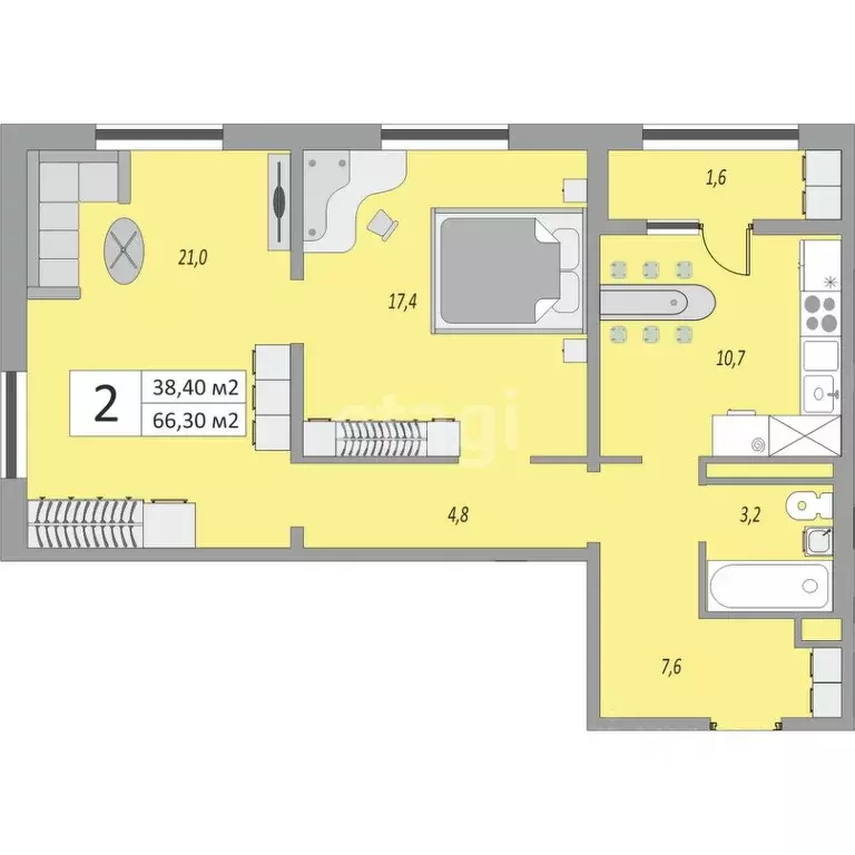 2-к кв. Оренбургская область, Оренбург ул. Юркина, 6 (66.3 м) - Фото 0