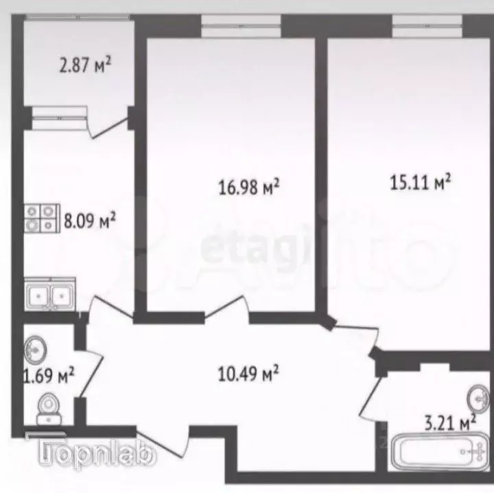 2-к кв. Ростовская область, Аксай ул. Менделеева, 53А (57.1 м) - Фото 2