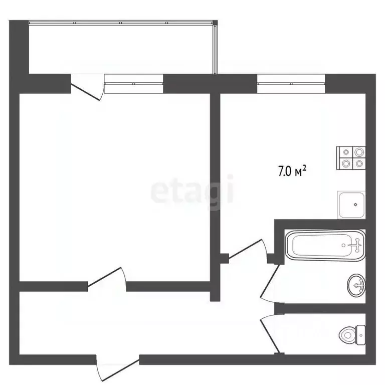 1-к кв. Тюменская область, Тюмень ул. Николая Ростовцева, 4 (39.0 м) - Фото 1
