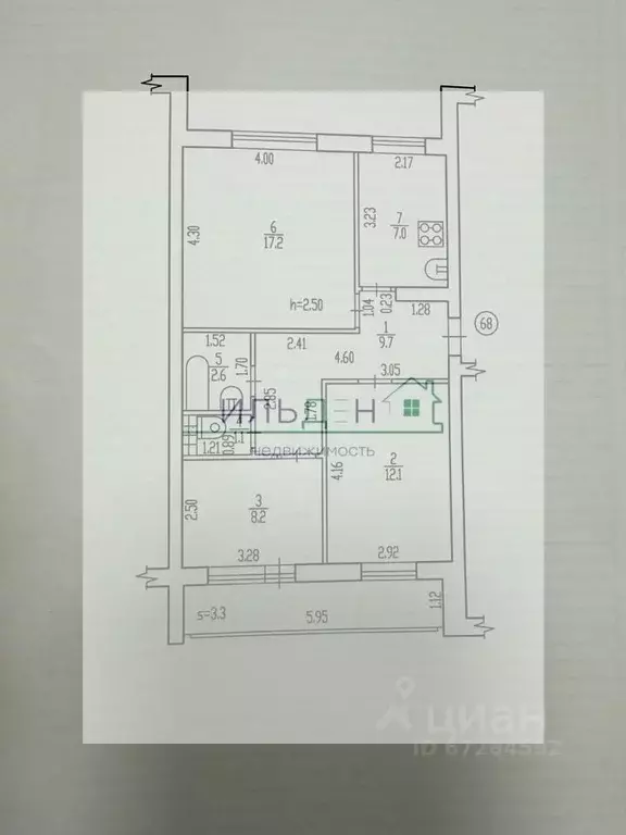 3-к кв. Брянская область, Брянск ул. Абашева, 4 (61.2 м) - Фото 2