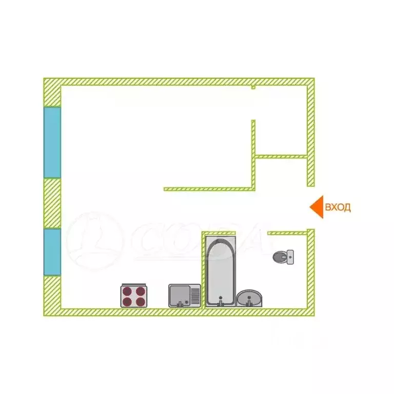 1-к кв. Дагестан, Махачкала ул. Али Омарова, 5 (44.95 м) - Фото 2