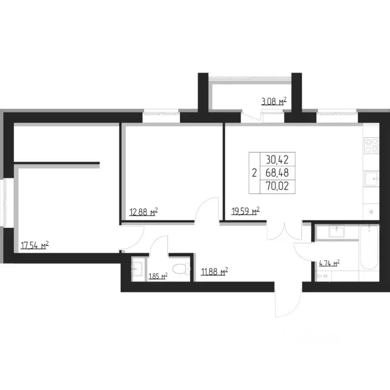 2-к кв. Мордовия, Саранск Республиканская ул., 47 (69.6 м) - Фото 1