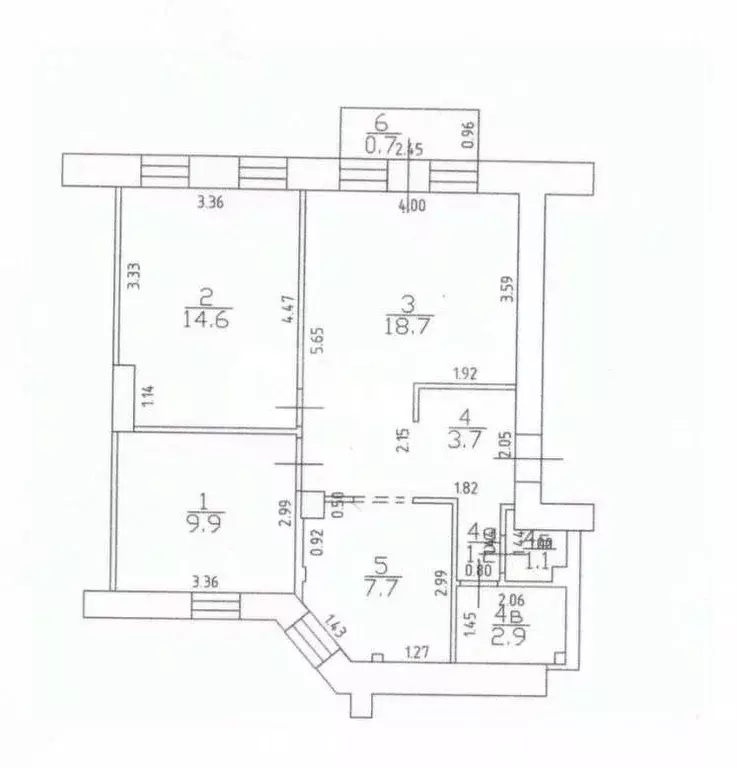 3-к кв. Татарстан, Казань ул. Пушкина, 24 (59.8 м) - Фото 2