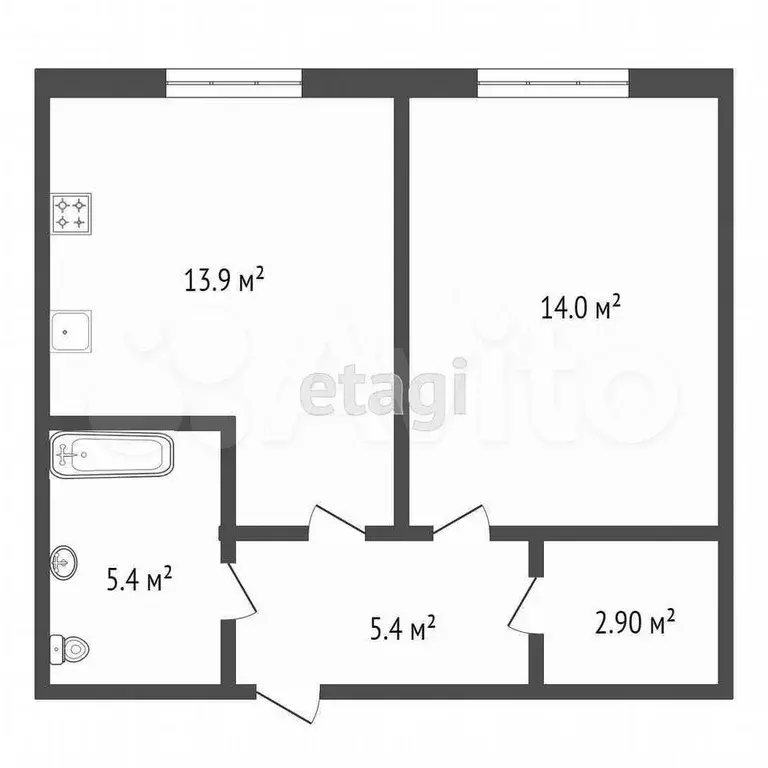 1-к. квартира, 41,2 м, 9/10 эт. - Фото 0